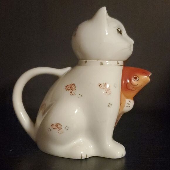 Cat Fish Chinese Teapot Handpainted - Picture 3 of 7